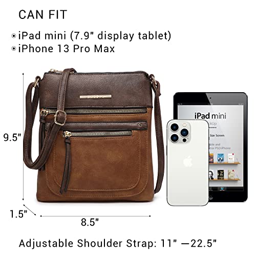 Dasein Crossbody Purse for Women Vegan Leather Shoulder Handbags Messenger Bags with Multi Zipper Pockets4