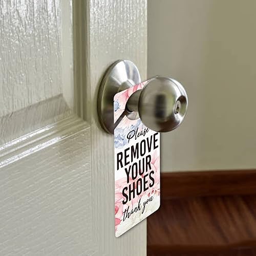 Miniatura 4 de Divertido cartel con diseño de flores para colgar la puerta, paquete de 2 (doble cara) Please Do Not Disturb, divertida decoración de oficina, ideal