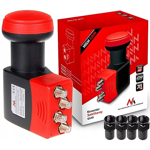 Maclean MCTV 671 QUAD LNBF para Receptor de Satélite Analógico y Digital 0,1 dB SKY 3D Full HD Adecuado para Digital New Switch Full HDTV LNB