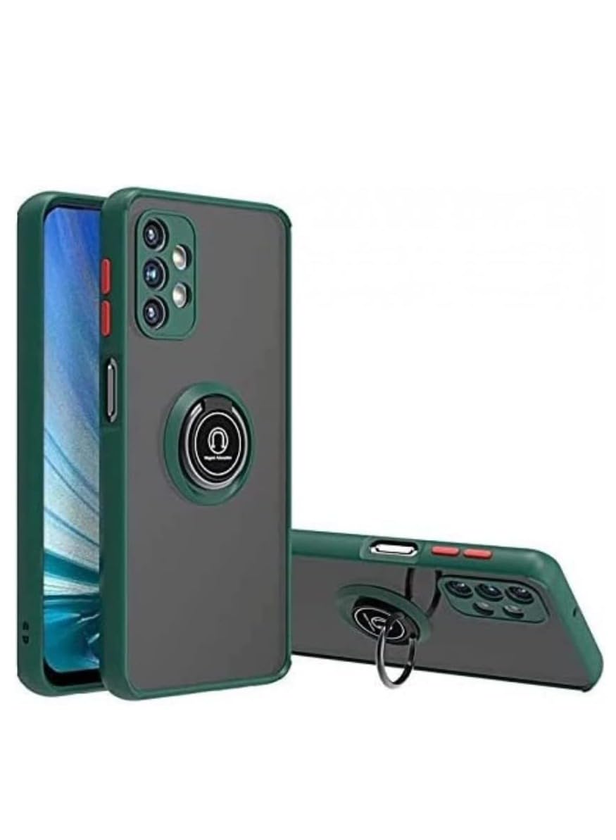 For Samsung Galaxy A32 4G Q Shadow I Ring Kickstand PC and TPU Hybrid Phone Case (green)