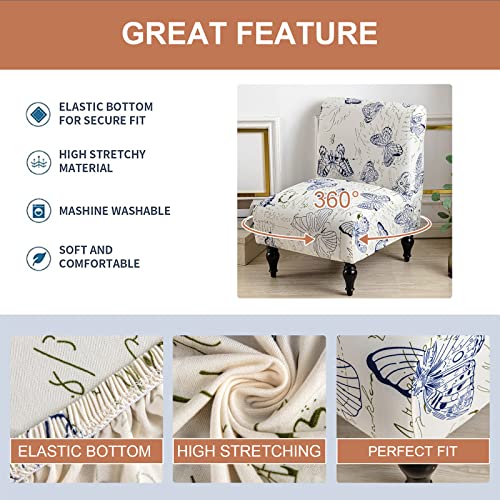 Image of Eco-Ancheng Armless Chair Slipcover Removable Armless Accent Chairs Covers Washable Armless Slipper Chair Slipcover Printed Armless Chair Furniture Protector Covers for Living Dining Room Hotel