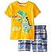 Meeyou Little Boys' Cotton Short Sleeve T-Shirt & Plaid Shorts Set(3T,Roaring Dinosaur)