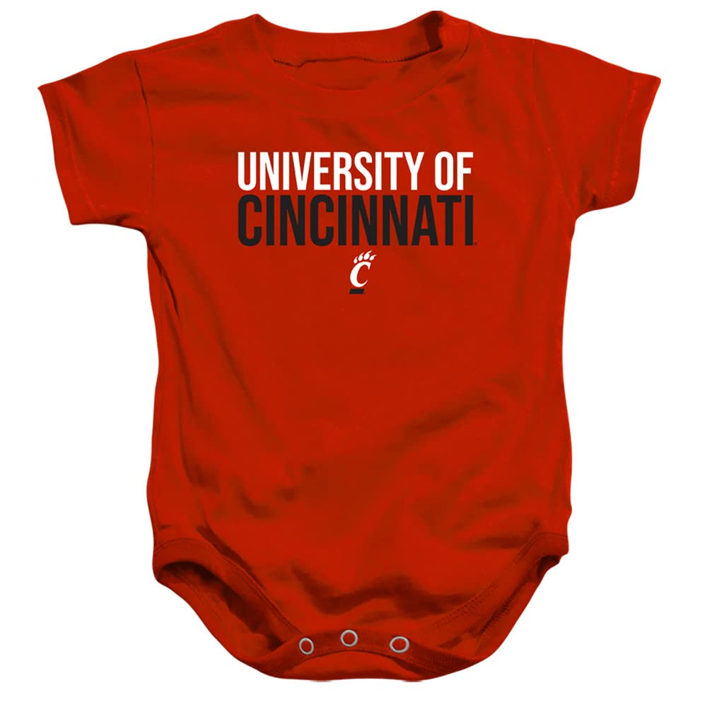 University of Cincinnati Official Stacked Unisex Infant Snap Suit for Baby,Red, 12 Months