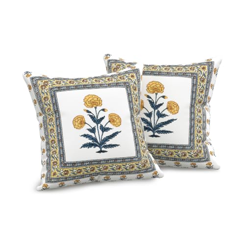 Image of BLOCKS OF INDIA 200TC Diwan Set Cotton 8 Piece | Deewan Printed Bedsheet Sets for Living Room Hall (Set of 8 Piece, 1-Bed Sheet | 2-Bolster Cover | 5-Cushion Cover (Color 46)