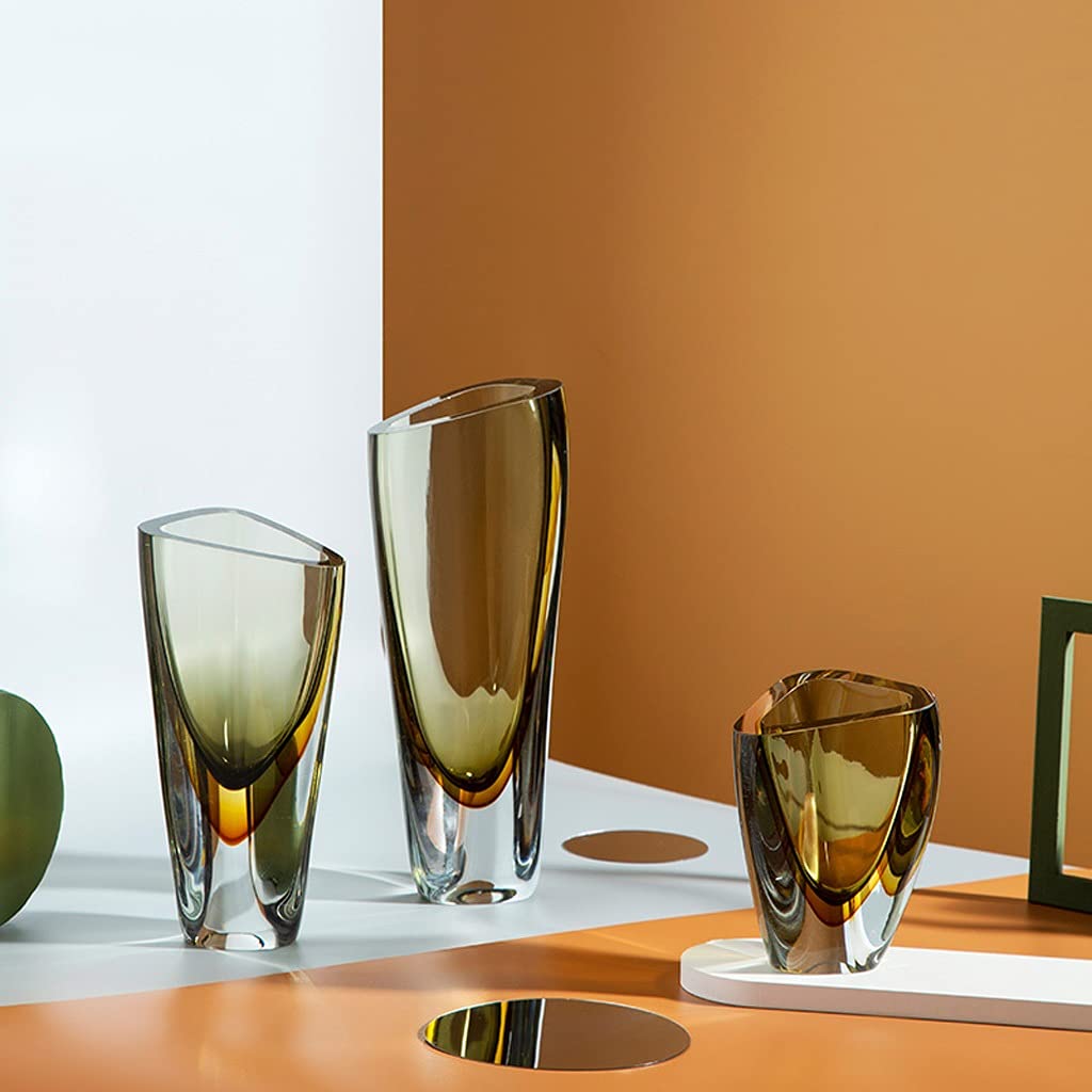 BLuVLy Amber Glow: nowoczesny, lekki, luksusowy zestaw wazonów do dekoracji kwiatowych w pomieszczeniach mieszkalnych i jadalnych