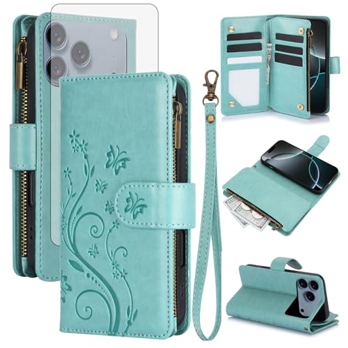 Coque iPhone 17 Pro avec fermeture éclair fente pour cartes et verre trempé ultra protecteur