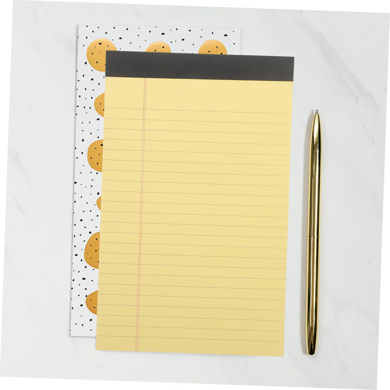 Gelbe Schreibblöcke mit Linien, 12 Pads À 50 Blatt aus Papier | Schule und Zuhause, Einfache Optik, 12 Stück Packung als Notizblätter für Lehrer und Schüler