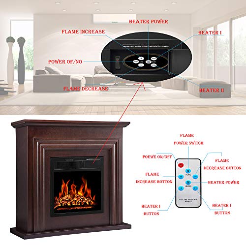 Antarctic Star 36'' Electric Fireplace With Mantel Package Freestanding Fireplace Heater Corner Firebox With Log & Remote Control, Adjustable Flame 750-1500W, Walnut Brown #TOP3
