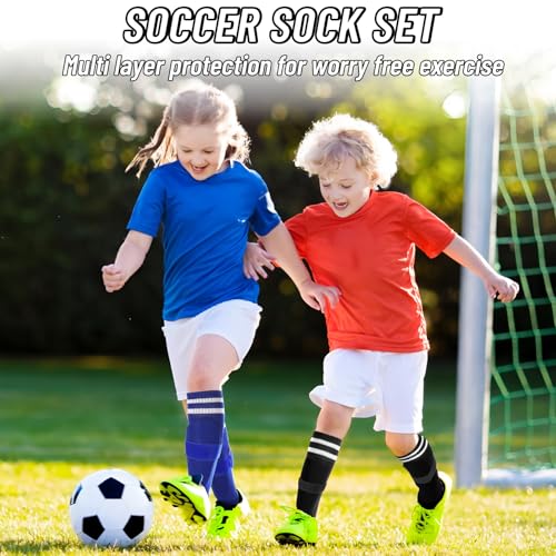 Regilt Soccer Shin Guards for Youth Kids, Shin Pads with Soccer Socks & Guard Straps, Calf Protective Gear for 6-18 Years Kids Teens Boys Girls (Black, Medium) - Thumbnail 6