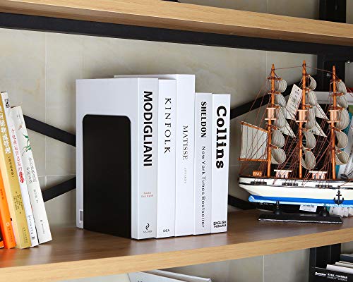 Zoeyes 6 Pcs Black Metal Bookends 8.0X3.9X5.3 Inch, Heavy Duty Book Ends For Shelves, Nonskid Book Holders And Book Stopper For Books Notebooks Files Magazines Dvds - Great For Office, Home, School #TOP6