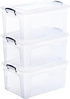 Vista 35 de Superio Cajas de almacenamiento transparentes con tapas, contenedores de plástico de 1.27 cuartos de galón para organizar, cajas apilables, sin BPA