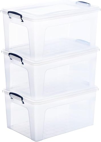 Miniatura 28 de Superio Cajas de almacenamiento transparentes con tapas, contenedores de plástico de 2.5 cuartos de galón para organizar, cajas apilables, sin BPA,
