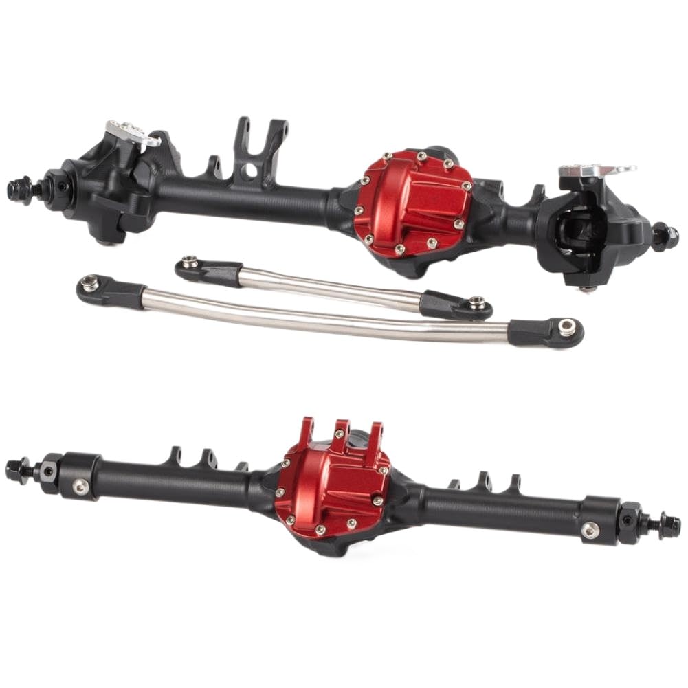 Juego de Eje Recto Compensado HD44 de Aluminio mecanizado CNC Compatible con chasis II VS4-10 RC Rock Crawler(Black)