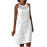 Ceboyel Women 2023 Summer Linen Dresses Cotton Boho Shirt Dresses Midi Length Casual Dress Trendy Ladies Beach Outfits