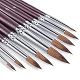 水彩画筆セット、絵の具 筆、絵筆セット、9本画筆、セーブル毛筆、アクリル絵の具、水彩画、アクリル画、ガッシュ、画材、プロフェッショナル・シリーズ、多用途、プロのアーティストから初心者まで、学校、アートコース、野外スケッチ、塗り絵、丸型、FCS認証のバーチ材を使用