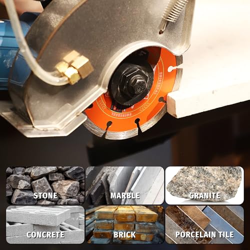 INWELL 4-1/2 Inch Segmented Diamond Saw Blades 2-Pack, Diamond Cutting Wheel for Angle Grinder, Tile Cutter Blades, for Cutting Stone Marble Granite Concrete Brick, 7/8’’-20mm Arbor