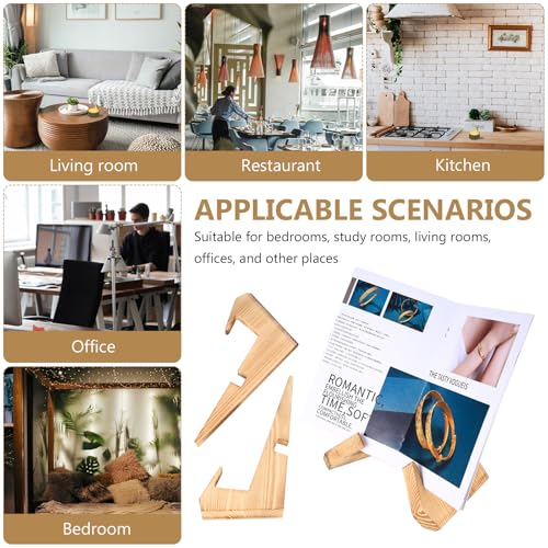 Tenbrachian Wooden Recipe Book Stands for Kitchen Cookbook Holders, Cook Book Stands for Kitchen, Wooden Cookbook Stand Kitchen, Farmhouse Rustic Recipe Holder for Reading Book Display(Wood Color) - Image 7