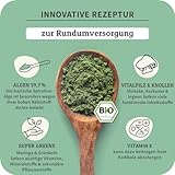 Bio Spirulina-Mix Pulver für Hunde – CURAPET – zur ernährungsphysiologischen Unterstützung Einer ausgewogenen Fütterung, Barf geeignet, mit Shiitake, Moringa, Chlorophyll & Vitamin E – 200 g
