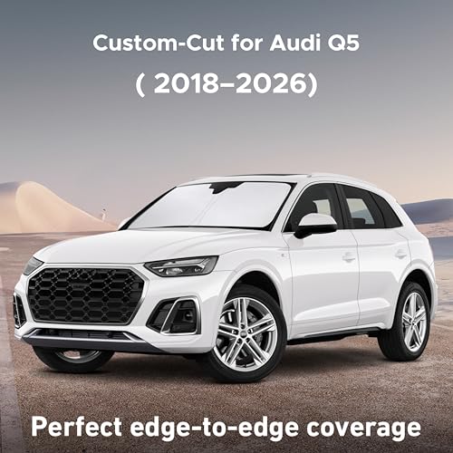 Image of EcoNour Windshield Sunshade Compatible for Audi Q5 2018-2024 2025 2026, Sun Visor for Front Windshield & Window Sun Shade Cover, UV Heat Blocker & Protector, Car Accessories