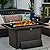 Vakollia Propane Fire Pit Table,44 Inch 55000 BTU Outdoor Gas Fire Pit Rectangular with Glass Wind Guard for Outside Patio Deck (Brown-Glass Top)