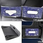 Crystal Car Tissue Holder Sun Visor Tissue Box with Shiny Blue Rhinestone Auto Tissue Paper Dispenser Bag - Image 2