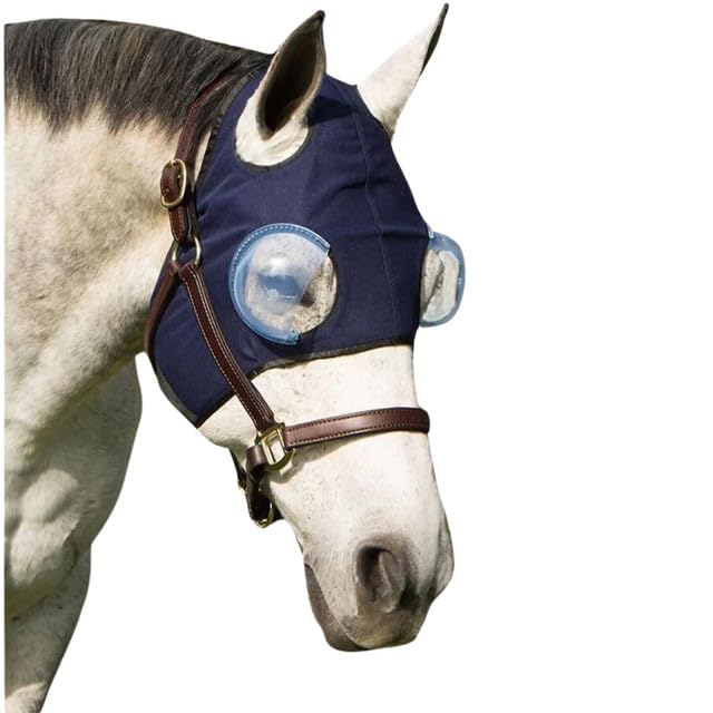 Intrepid International Equine-Medi Lens Horse Eye Protection Hood, Shatterproof, UV Protection, Flexible Lens for Corneal Ulcers, & Eye Injuries, Compatible w/Horse Fly Mask, Small Size