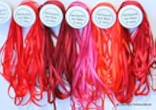 New 7mm Size ThreadNanny 5 Spools of 100% Pure Silk Ribbons - RED Tones - 50 MTS x 7mm