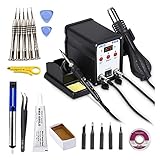 Fer à souder: 80W Station de Soudage, 2 EN 1 750W Poste de soudure LCD Station de retouche à l\'affichage numérique for téléphone portable BGA SMD PCB IC Réparer les outils de soudure(Rot)