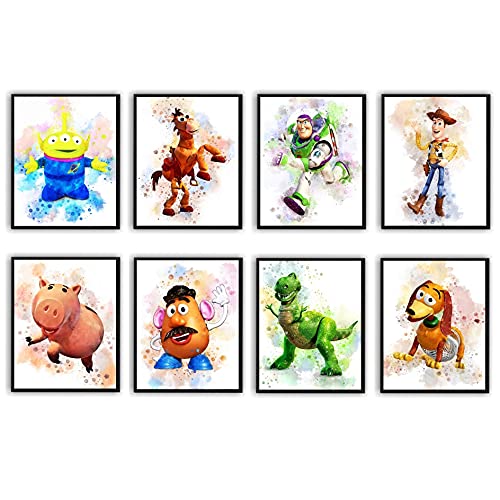 Image of Sylvana Workshop - Toy Story Poster Watercolor Prints , UNFRAMED(8"x10" Set of 8 Wall Decor), Toy Story Decor, Birthday Gift, Toy Story Decorations, Posters For Room, Posters For Boys Room, Posters For Girls Room