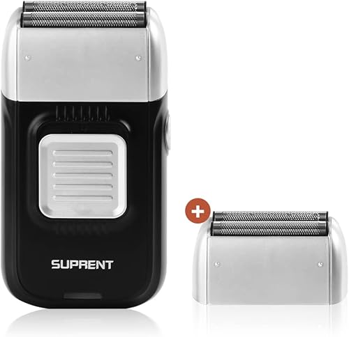 SUPRENT Afeitadora de papel de aluminio para hombres, afeitadora eléctrica recargable de cabeza calva, recortadora de barba con 2 cabezales de