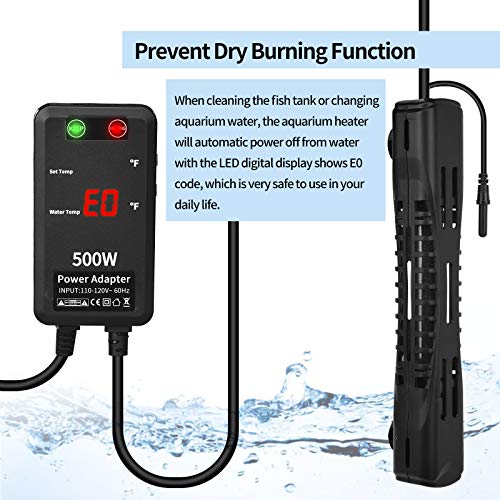 Szelam 500W Aquarium Heater Submersible Fish Tank Heaters With Intelligent Temperature Probe And Led Display External Temperature Controller,For Fish Tank 79-120 Gallons #TOP3