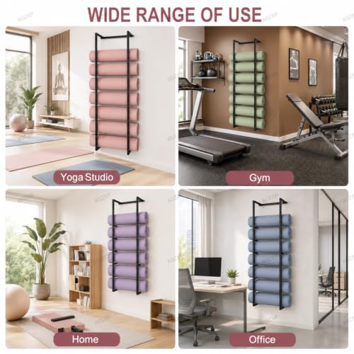 Soporte para esterilla de yoga vertical multicapa de pared para estudio de casa 7