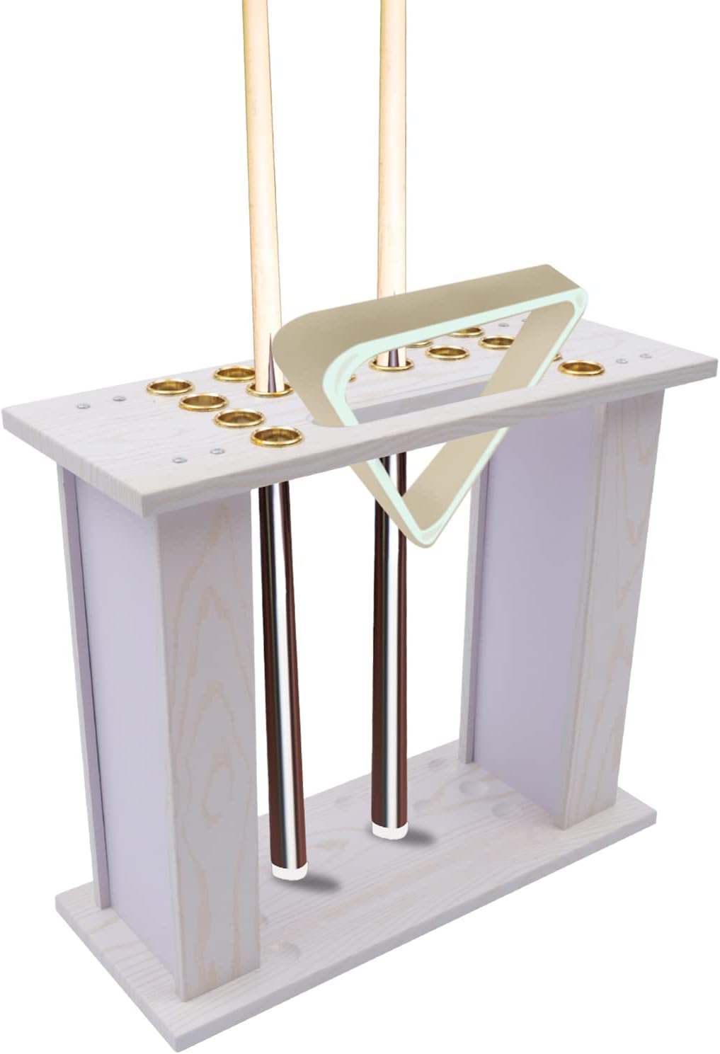 16 Hole White Pool Cue Rack Wood Billiard Racks Storage Holder for Gym,Indoor,Living Rooms, Bars,Billiard Room