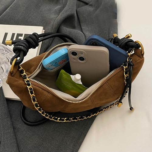 Slouchy Suede Shoulder Bags For Women - Retro Horn Crossbody Crescent Dumpling Satchels Purses Fall Handbag Travel 5