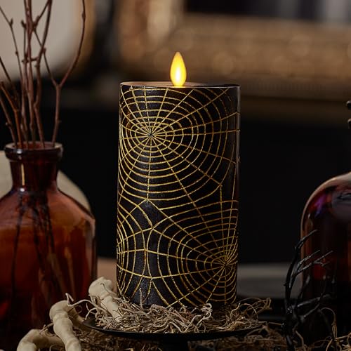 Luminaraspiderflamelessledcandleblackgold3x65movingflamepillarbatteryoperatedtimerrealwaxhalloweengothichomedecor Urban Country Home Decor Luminara spider flameless led candle black gold 3 x 65 moving flame pillar battery operated timer real wax halloween gothic home decor urban country home decor