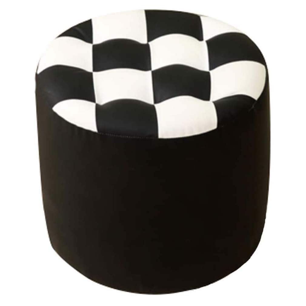 Tabouret pour changer de chaussures rond en similicuir, assise entrée confortable