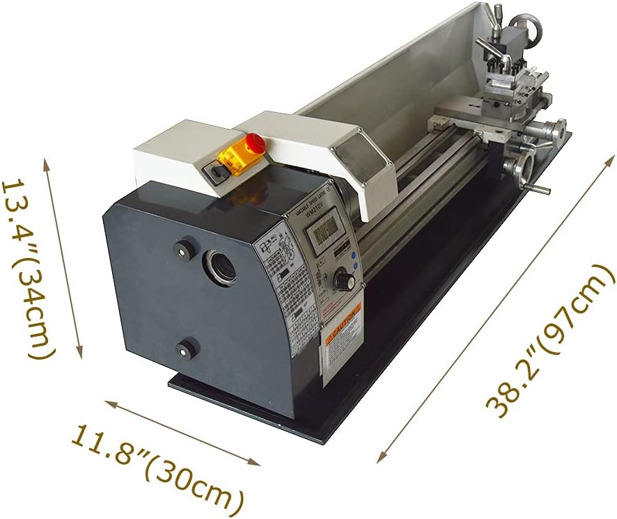 INTBUYING Metal Lathe 8"X24" Benchtop Mini Lathe Machine Precision Hobby DIY Table Lathe Industrial Metal Wood Working Horizontal Lathe 1100W Brushless Motor 50-2500RPM Inch Thread WM210V 110V