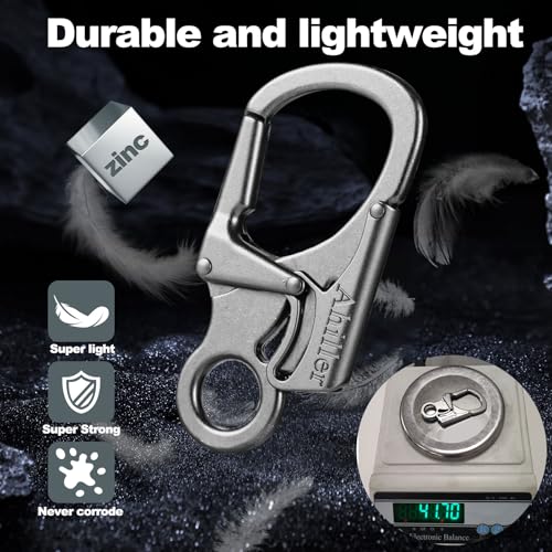 Image of Ahiller Double Locking Carabiner Clip - Zinc Alloy Mens Keychain for Keys | Unisex,Dual Press Double Lock, Anti Misopening,Heavy Duty,Suitable for Car Keys,Belt,Backpack,Hiking,Riding,Outdoor Camping