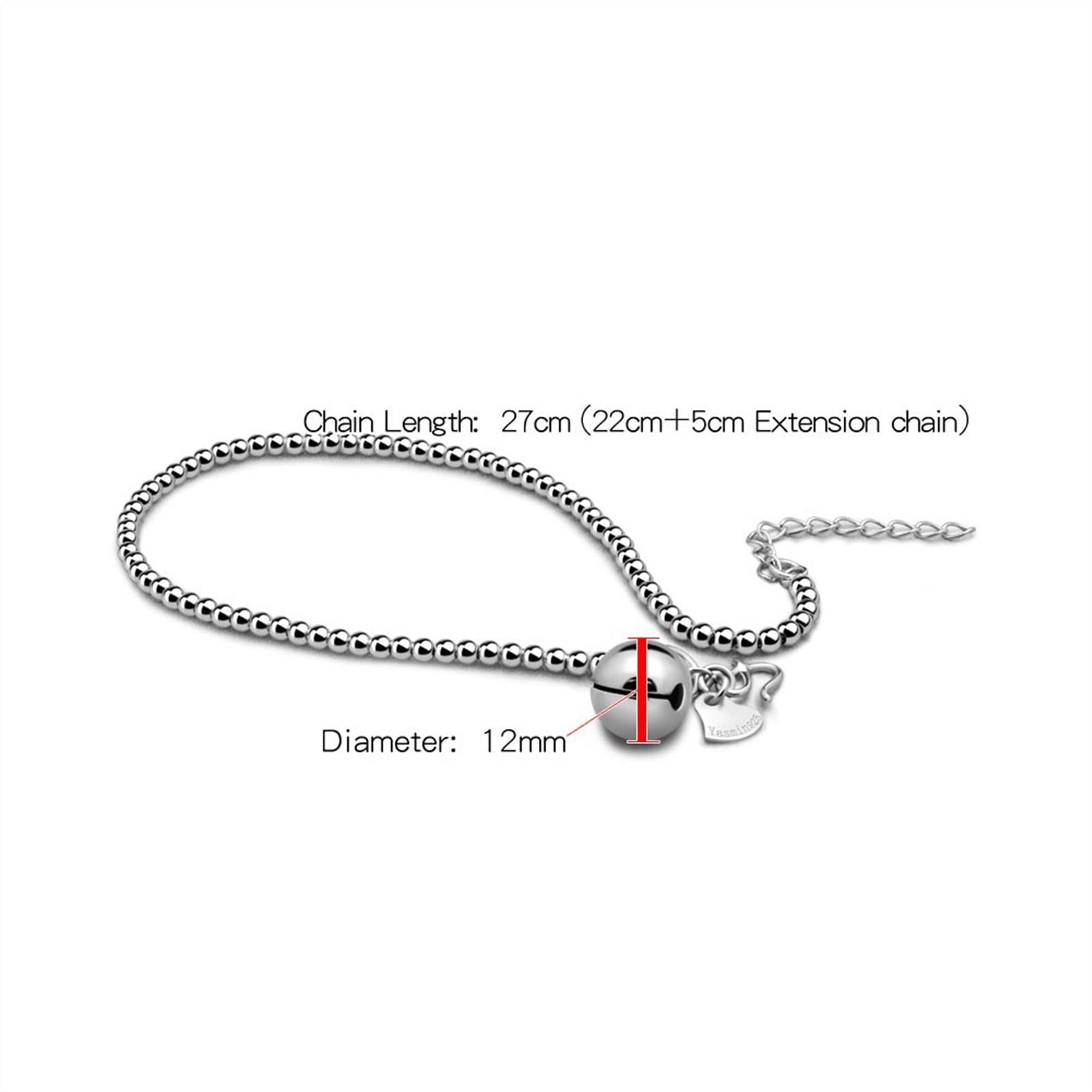 Fußkettchen Mode Sterling Silber Glocken Fußkettchen Niedlicher Strandfuß 27 cm Einfache Perlen Fußkettchen Armband Frauen Schmuck Geschenk Frauen Fußkettchen