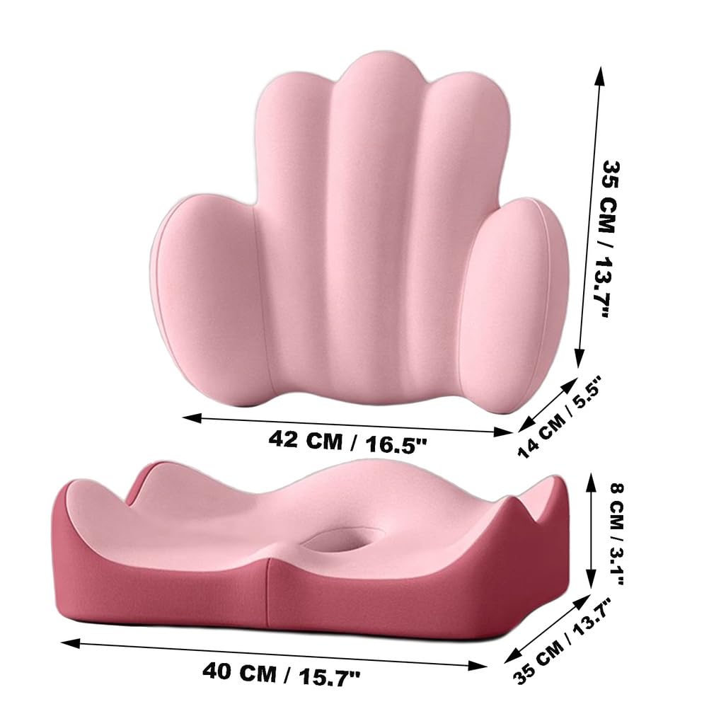 Cuscino Lombare Sedia Ufficio, Ortopedico Cuscino per Sedia da Ufficio, antidecubito Cuscino coxis, Cuscino viscoelastico, Schienale Sedile Auto, Gioco,Rosa