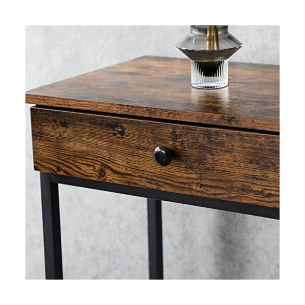 VASAGLE Console Table, Entrance Table, Sofa Table with 2 Drawers, Steel Frame, Stable, for Hallway, Bedroom, Living Room, Industrial Style, Rustic Brown and Black LNT010B01 - Image 9