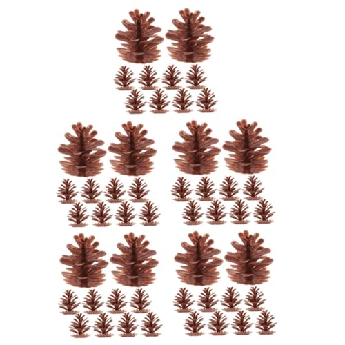 Garneck 5 Juegos Decoración Navideña De Piña Decoración De Pino Mini Adornos De Otoño para Árbol Pequeño Piñas De Colección De Hotel Conos De Pino Falsos El Plastico Light Brown 50 Uds * 5