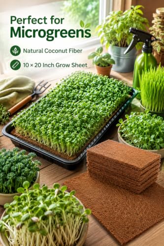 Image of Coco Coir Microgreen Grow Sheet 10 x 20 Inch (Pack of 2) | Natural Coconut Coir Hydroponic Grow Mat | Woven Coco Fiber Growing Pad for Microgreens, Wheatgrass, Herbs & Seed Starting