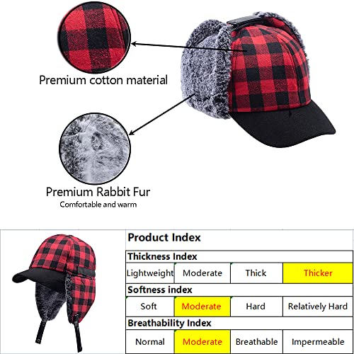 Winter Buffalo Plaid Trapper Hunting Hat Sherpa Ear Flaps Elmer Fudd Hunter Cap #TOP3