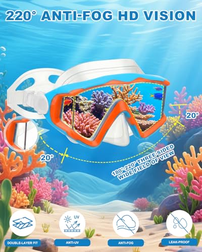 Gafas de natación AQUA A DIVE SPORTS para niños y jóvenes 3-15 años, con cubre nariz, lente antivaho y protección UV miniatura 5