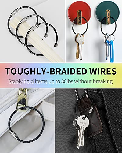 Image of Uniclife 4 Inch Wire Keychain Cable Large Stainless Steel Key Ring Loop Holder for Luggage Tag Keeper for Travel