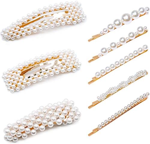 Pearl Hair Clips Wenida 8pcs Fashion Artificial White Pearl Hairpins Headwear Barrettes Decorative Hair Accessories for Girls Women