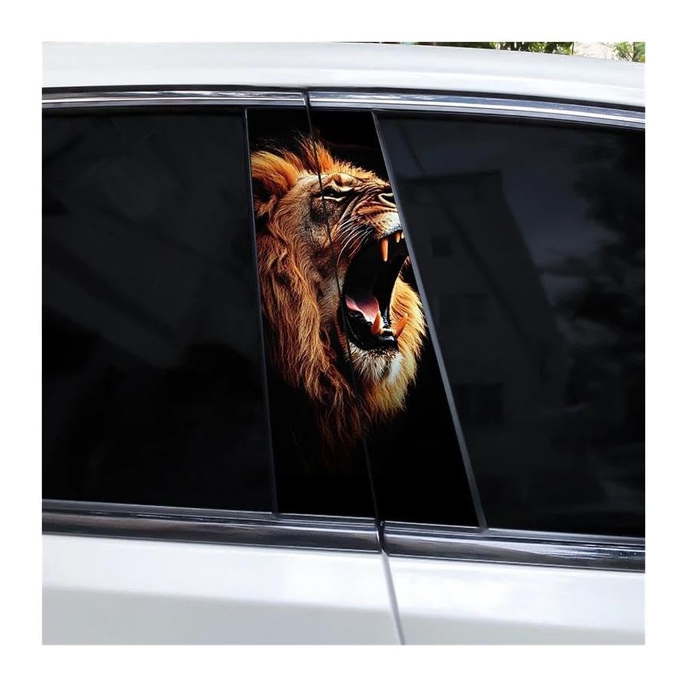 Ndsvpki D Body Parts 1Pair Iy Car B-Pillar Ecorative Stickers Lion Animal Car Oor Pillar Waterproof Stickers(D)