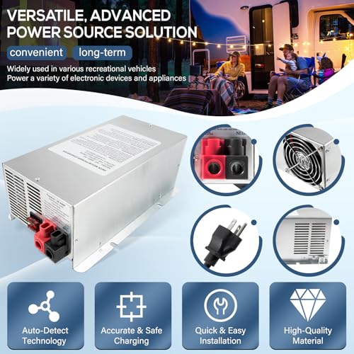 WF-9865-AD-CB Deck Mount Converter Charger, 65 Amp DC Output with 20 Amp AC Power Cord, Replacement for RV Trailer Camper WF-9800 Series, WF-9865, WF-9865-MBA