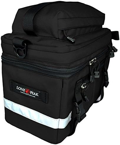 Lone Peak Rear Rack Bag for Bicycle | Large Capacity - Expandable - Durable & Waterproof Bike Carrier Bag with Fully Padded Foam | Cycling Storage Bag | 1000 D Nylon Black